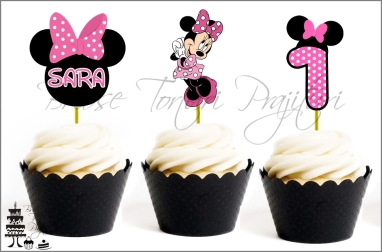 Set Toppers Personalizate Contur MINNIE MOUSE Roz