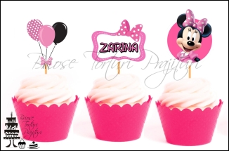Set Toppers Personalizate Contur MINNIE MOUSE ROZ Nr. 2